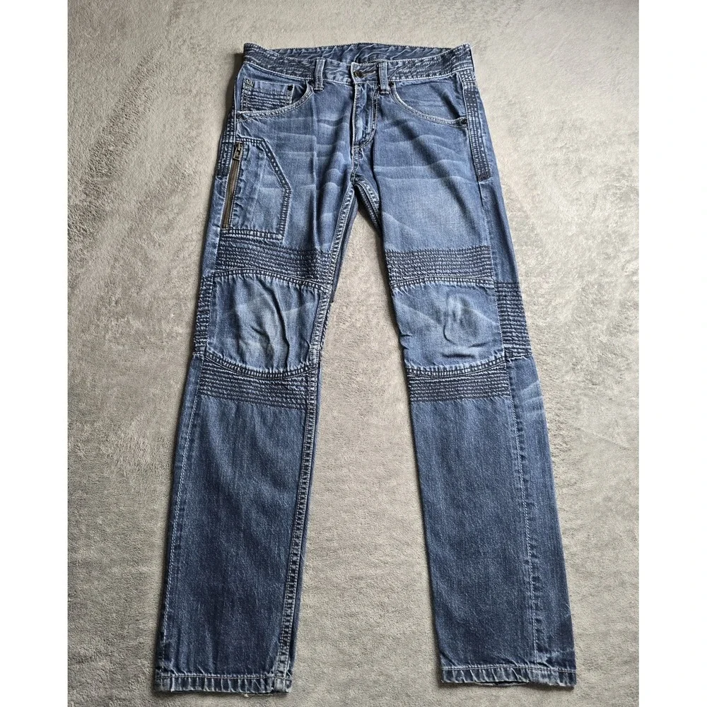 Armani Exchange Moto Jeans  Mens 28 Short Blue Biker Streetwear Denim Zip 30
